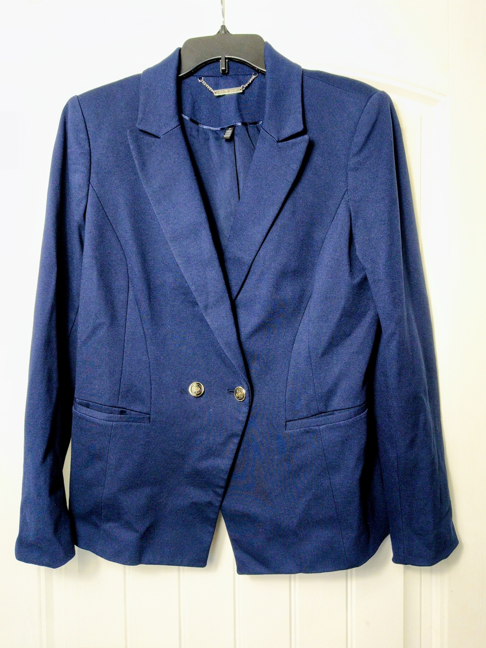 White House Black Market Navy Double-Breasted Tailored Blazer